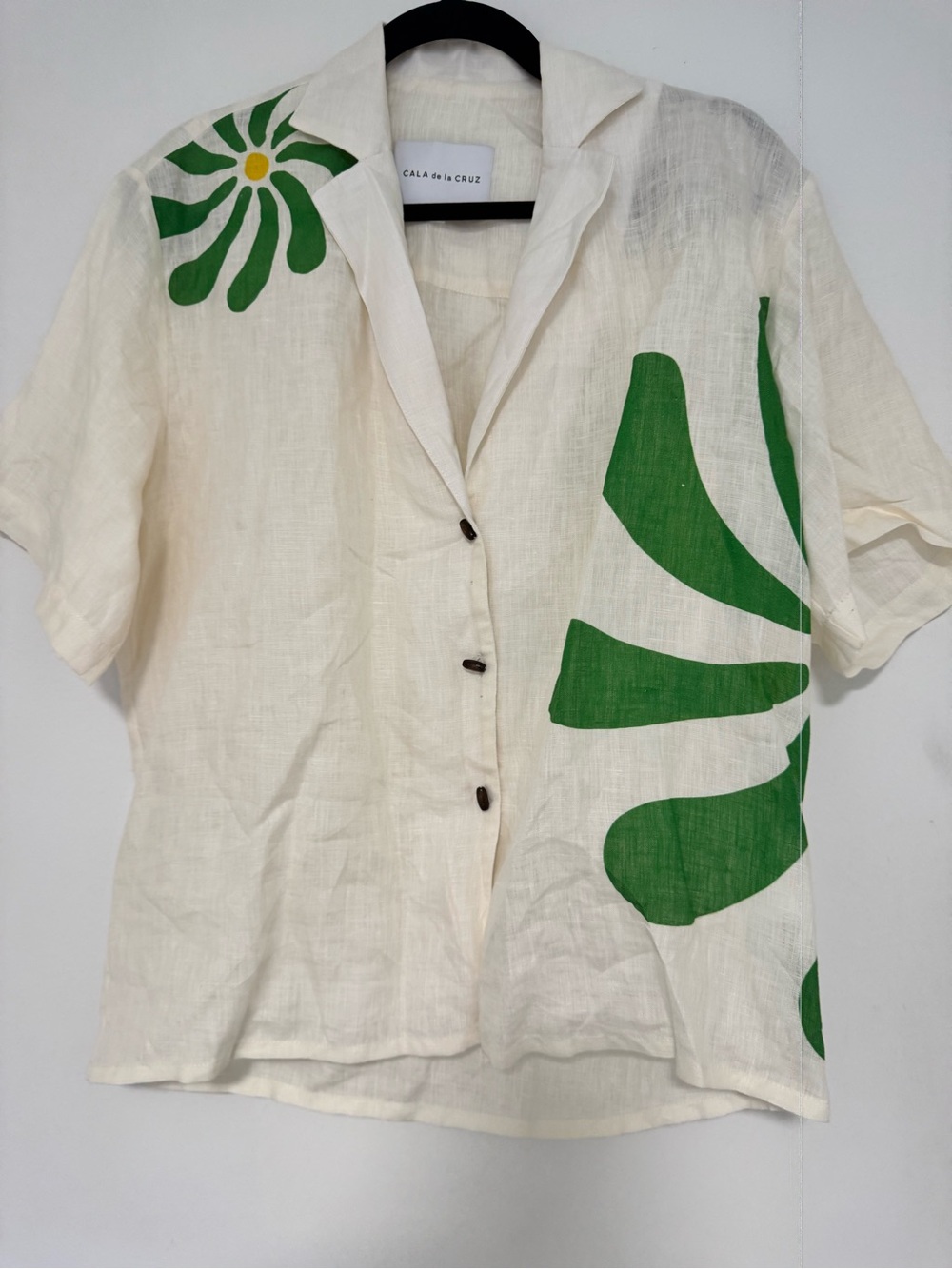 CALA DE LA CRUZ ISLA SHORT SLEEVE LINEN FLORAL PRINTED BUTTON DOWN-XS-NEW! - Picture 2 of 4
